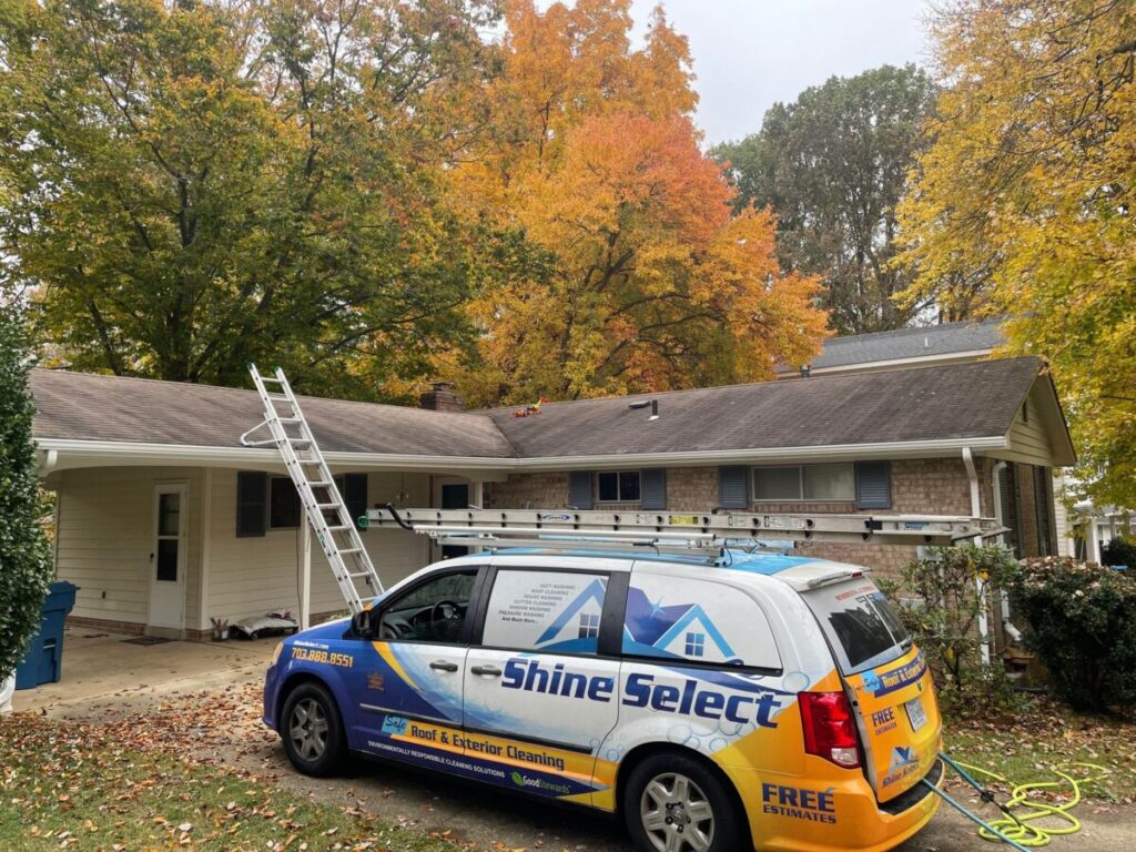 power washing, soft washing roof before